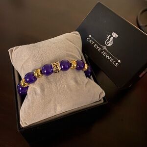 New Cat Eye Jewels Purple & Gold Beaded Celtic Knot Bracelet | Unisex Gift